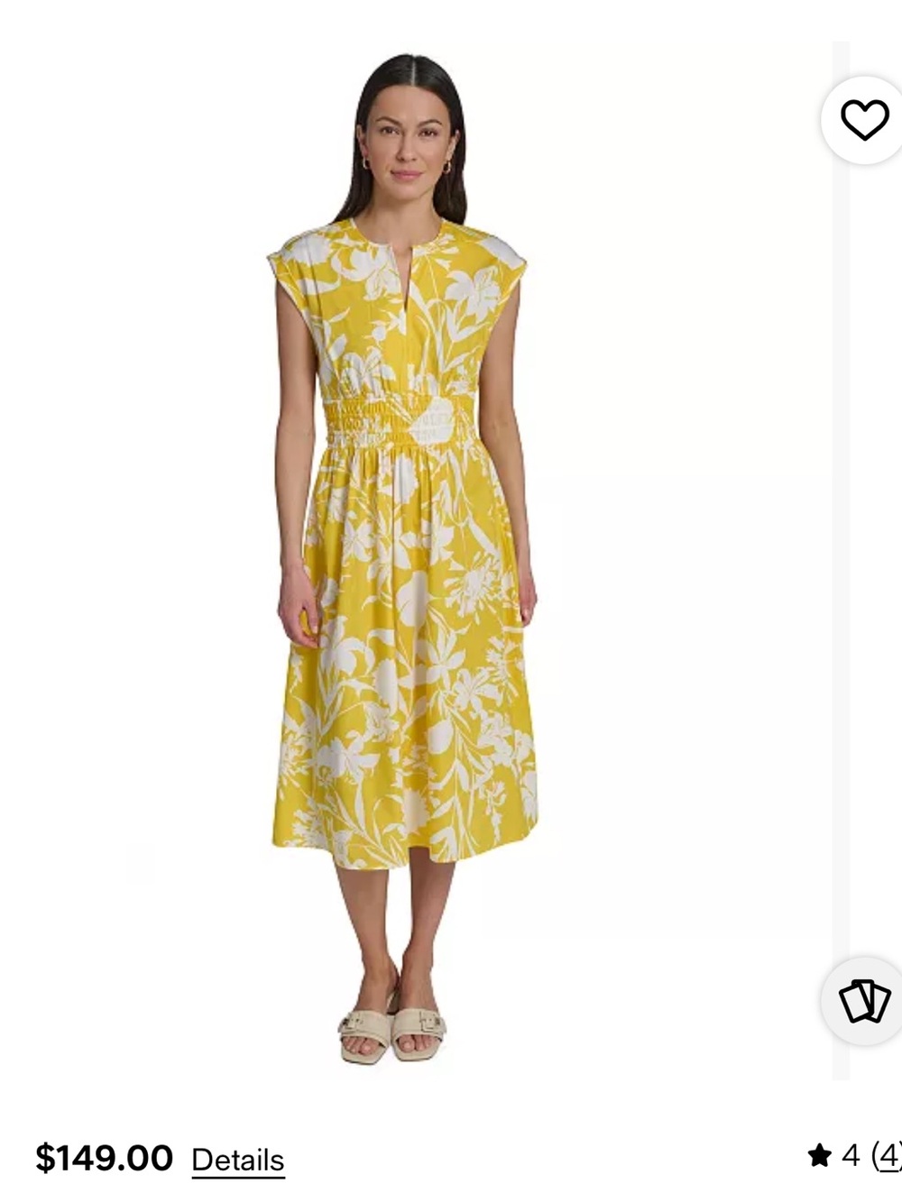 Calvin Klein Yellow and White Floral Midi Dress